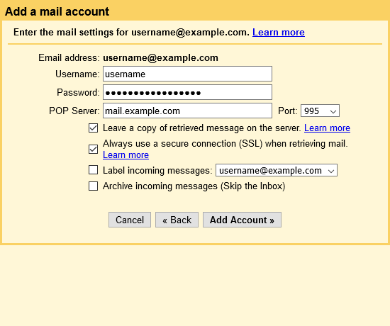 How to configure Gmail with my domain?, Setting up my custom email address through Gmail 3