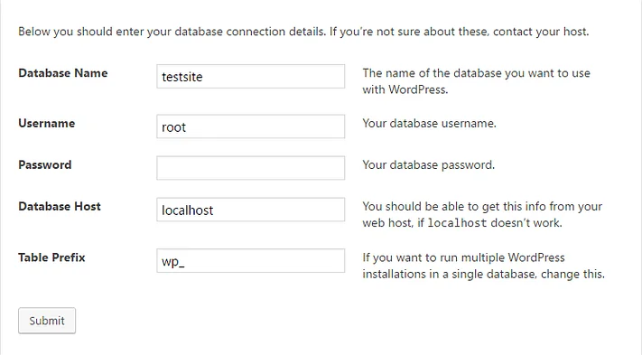 Install WordPress on Windows, Step 5: Install your WordPress Locally 2