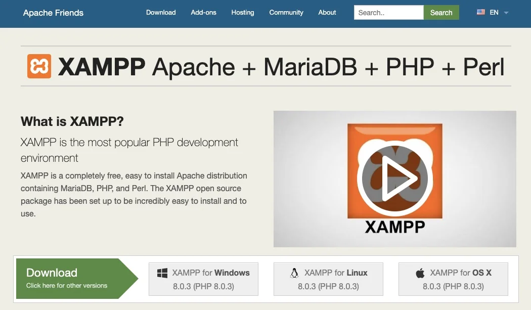 Install WordPress on Windows, Step 1: Download and Install XAMPP locally