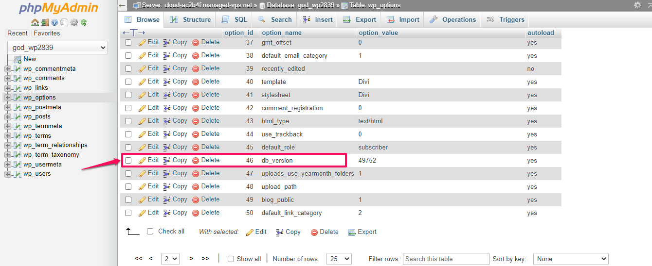 How to Fix WordPress “Database Update Required” Loop, Option 1: Populate the site URL in the wp-options table to the home page of the website. 5