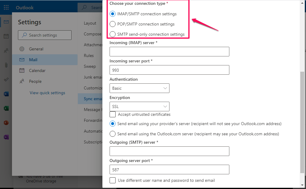 Use IMAP Settings to Add My Email Address to an Email Client, How To Add An Email Address to Outlook.com Using IMAP Settings 12