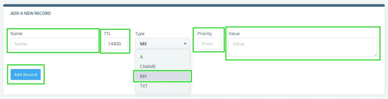 Manage DNS Zone Files, How to Add an MX Record in SPanel