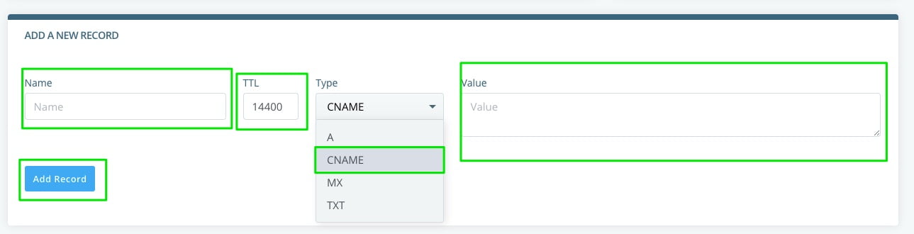 Manage DNS Zone Files, How to Add a CNAME Record in SPanel