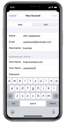 Add my email to Mail on iPhone or iPad, Adding Email to Mail on iPhone or iPad 9