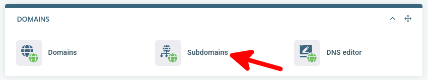 Create a subdomain, SPanel