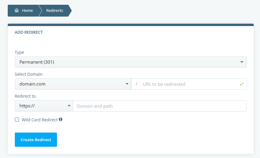 How Do I Redirect One Domain to Another Domain Name?, Setting Up a Redirect via SPanel 2