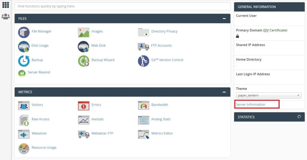 How to Determine Your Account’s Server Name, Method 2. Determine Account Server Name Using cPanel