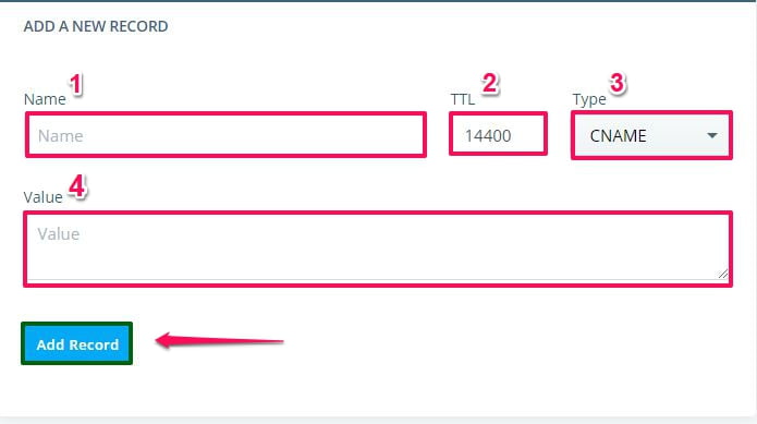 How to Create A and CNAME Records?, Step 3: Add the New CNAME Record