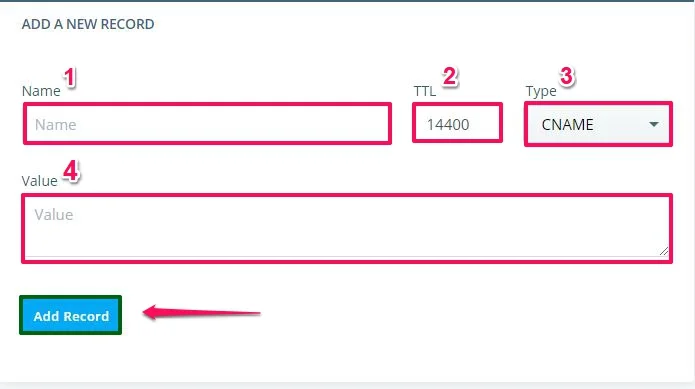 How to Create A and CNAME Records?, Step 3: Add the New CNAME Record