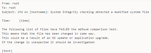 Common Notifications from CSF/LFD, System Integrity Alert