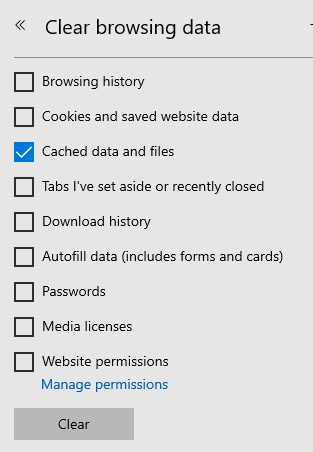 How to Clear the Cache in Firefox, Internet Explorer, Edge, Safari, Opera, and Chrome?, Microsoft Edge 3