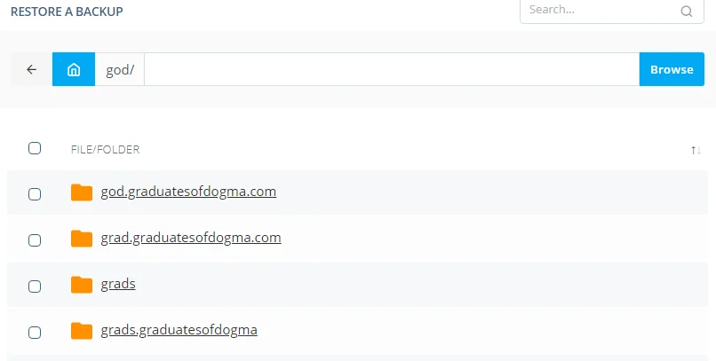 How Often Is My Website Backed up and How Can I Access the Backup Copy?, Restoring Files and Directories