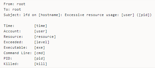 Common Notifications from CSF/LFD, Excessive Resource Usage Alerts