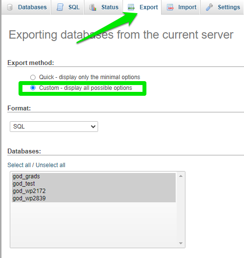 How to Manually Transfer Your Website?, Export Your Database 3