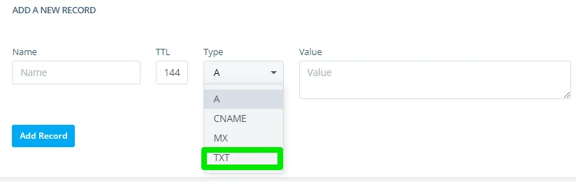 How to Create AAAA, SRV, and TXT Records?, Step 3: Add Your TXT Record 3