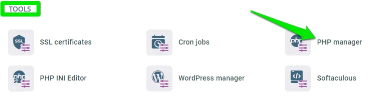 How to Change the PHP Version for Your Site?, Step 2: Open PHP Manager and Pick Your Domain.