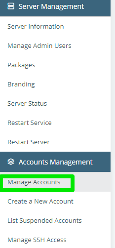 How To Change Your Primary Domain, STEP 2: Locate the account you want to modify.