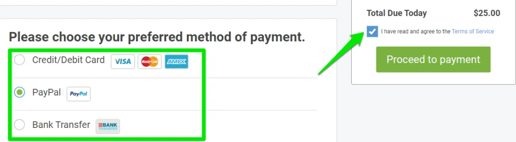 Sell My ScalaHosting Domain?, Step 4: Choose Your Payment Method 2