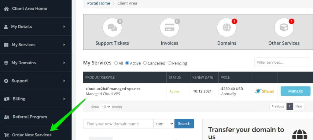 Sell My ScalaHosting Domain?, Step 2: Order New Service