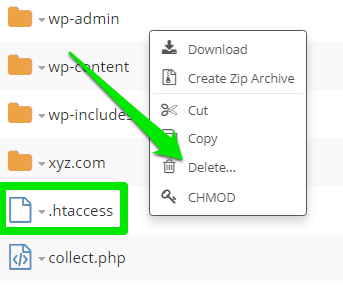 Why does my redirection show an error?, Step 3: Deleting and Generating a New .htaccess File