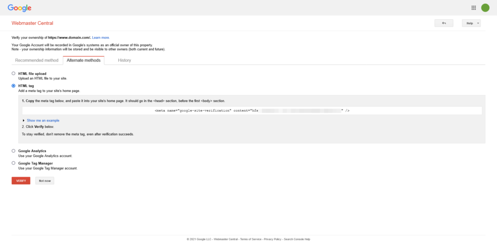How to Submit WordPress XML Sitemaps to Search Engines?, Verifying Ownership of Your WordPress Site With Google Search Console 2