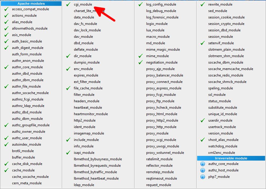 Why Is My Localhost WordPress So Slow?, Disabling Apache’s Cgi_module 2