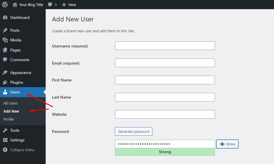 How to Change Your WordPress Username?, How to Create a New WordPress Username via the WP Dashboard