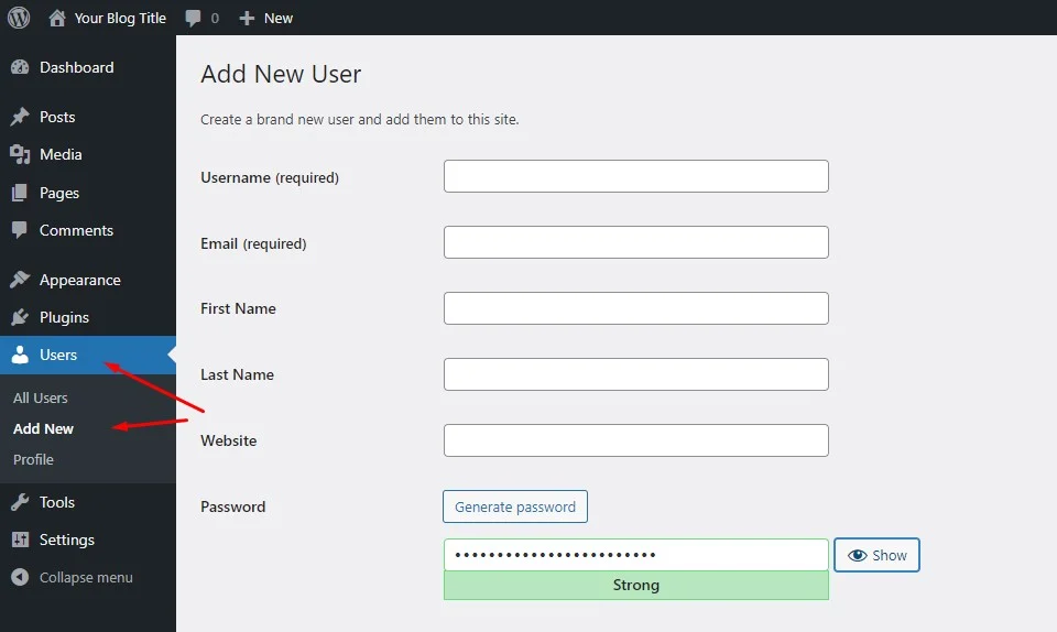 How to Change Your WordPress Username?, How to Create a New WordPress Username via the WP Dashboard