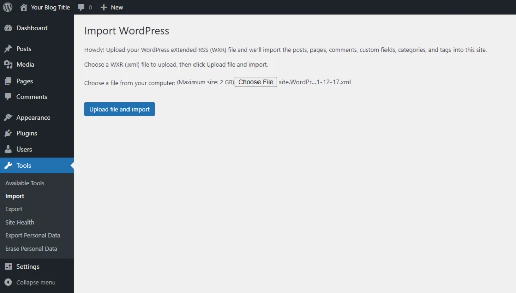 What Do I Need Before My WordPress Site Can Go Live?, 3. Import the data into the new installation 2