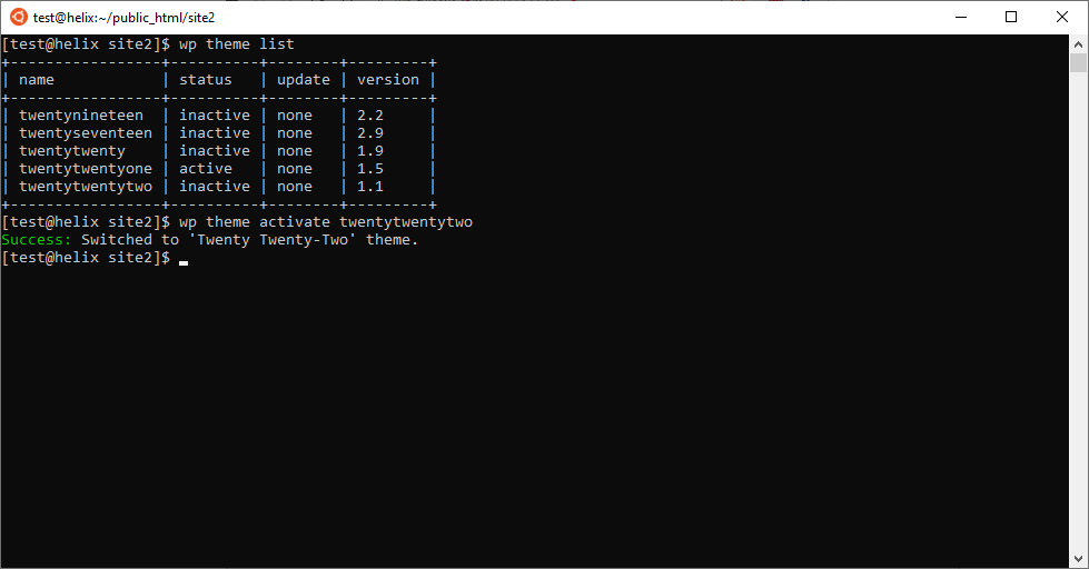 How to Change a WordPress Theme, How to Change a Theme via the Command Line 2