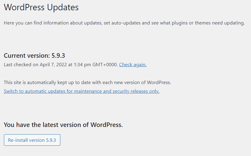 How to Manually Update WordPress?, Update the WordPress Installation