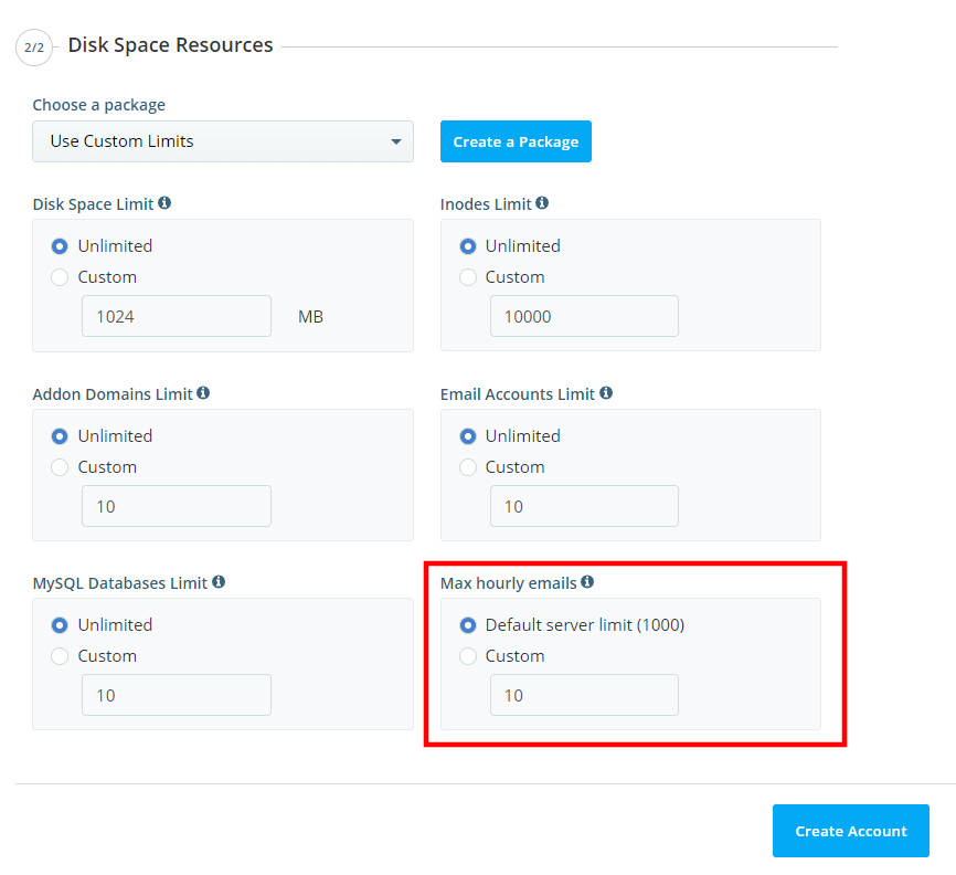 Limiting Outbound Emails in SPanel, Setting individual outbound email limits