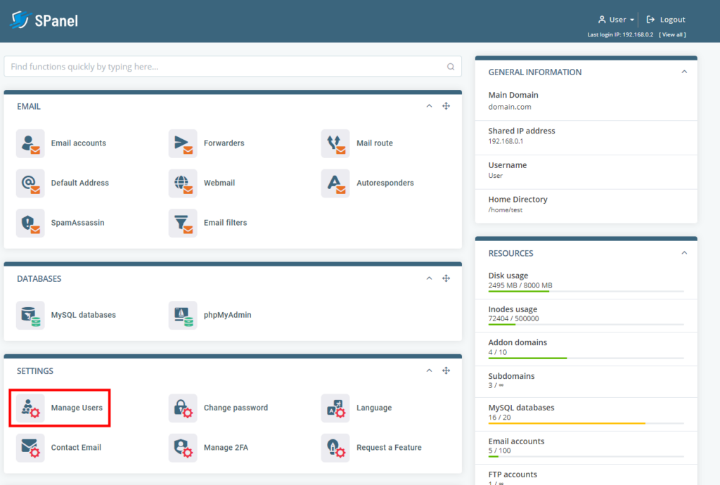 Multi-User Logins in SPanel, Setting Up a New SPanel Sub-User