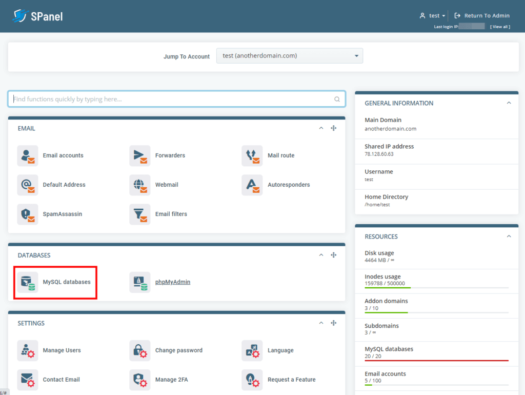 How to Delete a MySQL Database, Deleting a Database In SPanel 2