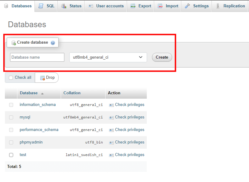 How to create a database