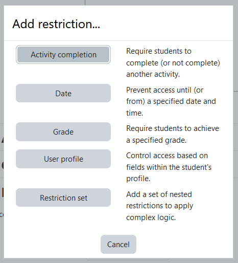 How To Apply Activity Restrictions in Moodle, Restricting Access to Course Resources and Activities 6