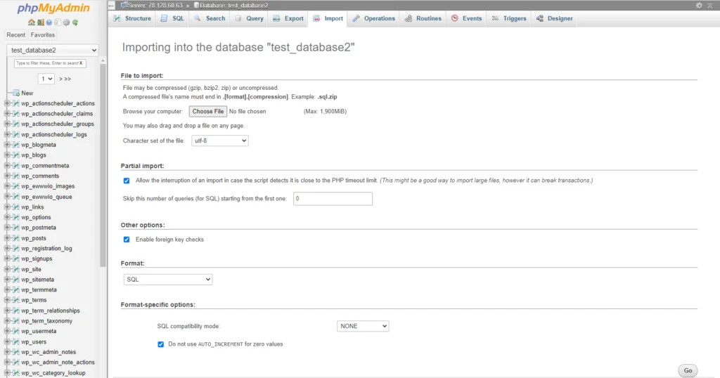 How to Back Up a MySQL Database, Restoring a database with phpMyAdmin