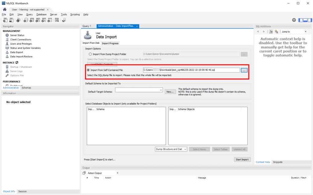 How to Back Up a MySQL Database, Restoring a database with MySQL Workbench 2