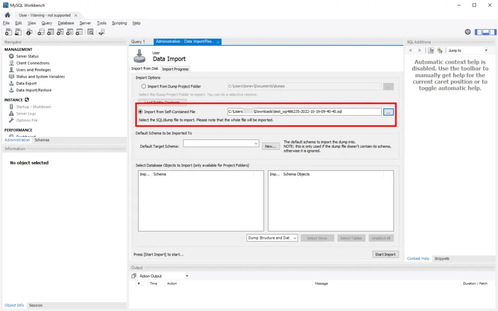 How to Back Up a MySQL Database, Restoring a database with MySQL Workbench 2