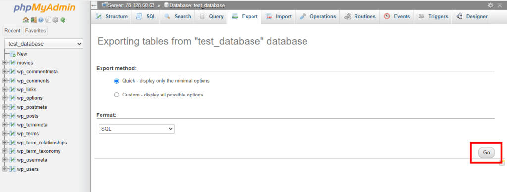 How to Back Up a MySQL Database, Backing up a single database 2