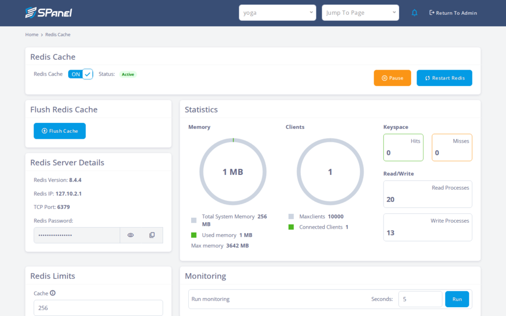 How to Change Redis Memory and Eviction Policy in SPanel, Step-by-step