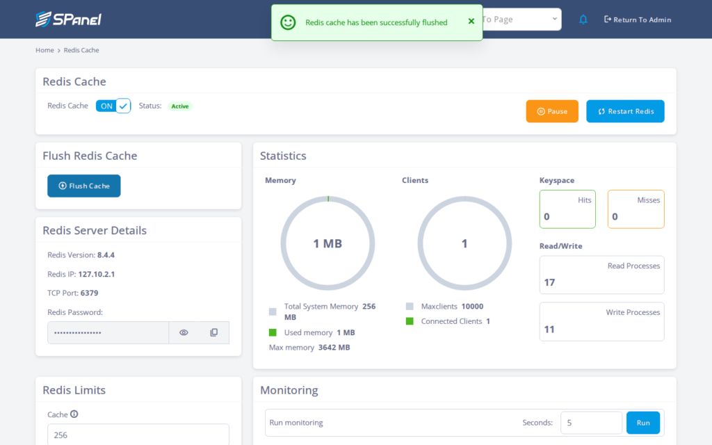 How to Flush and Restart Redis Cache in SPanel, Step-by-step 2