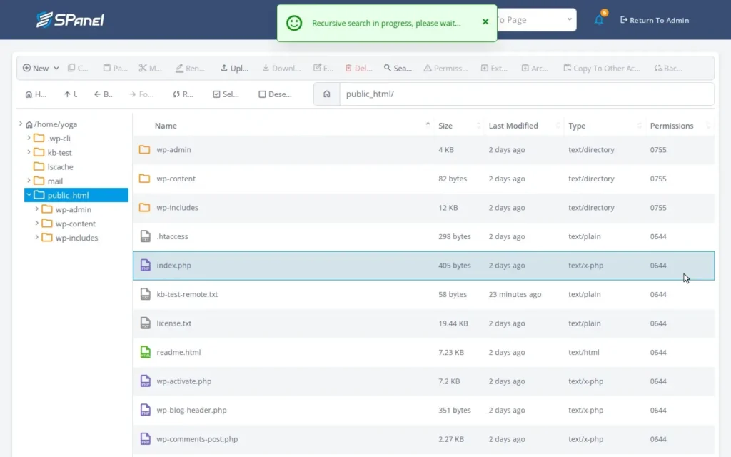 How to Search for Files and Text Inside Files in SPanel’s File Manager, Step-by-step 3