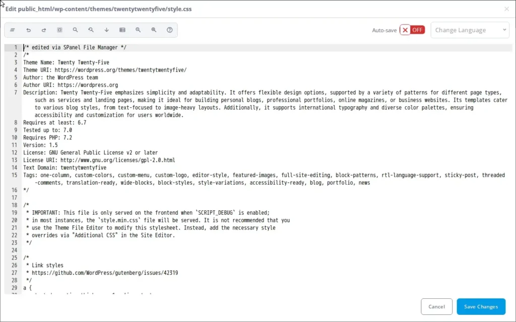 How to Edit a File in SPanel’s File Manager, Step-by-step 3