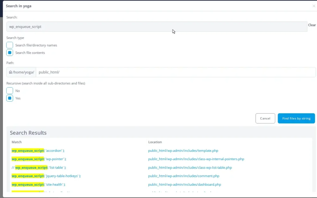How to Search for Files and Text Inside Files in SPanel’s File Manager, Step-by-step 4