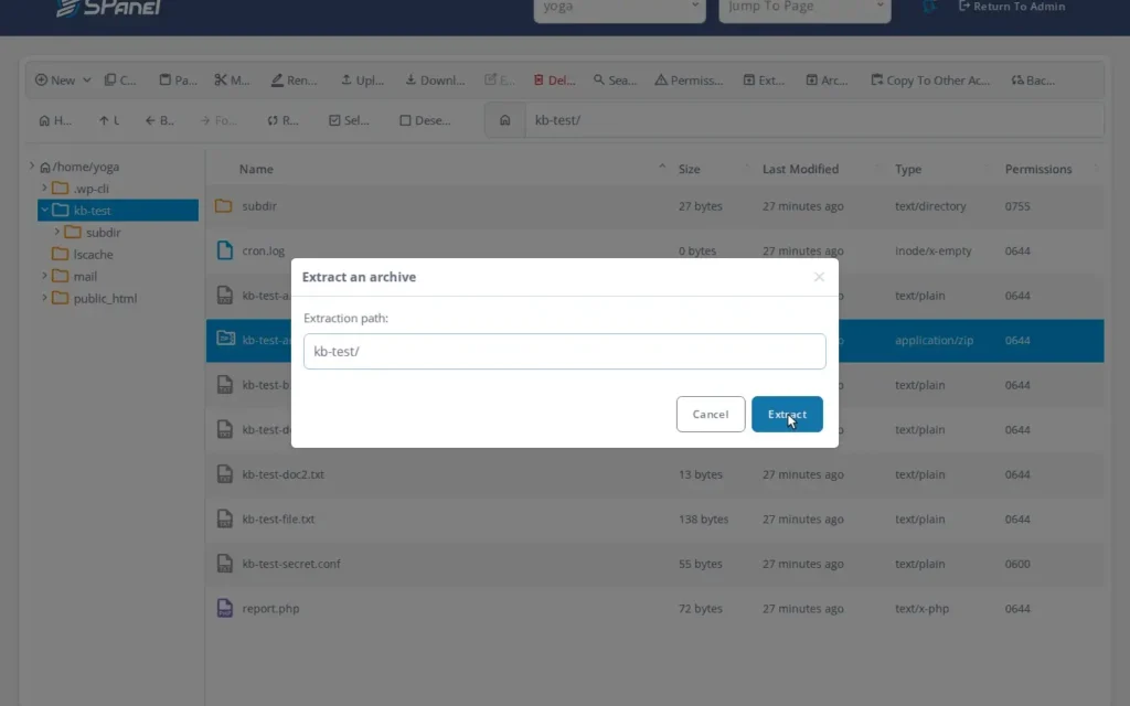 How to Create and Extract Archives in SPanel’s File Manager, Step-by-step 5