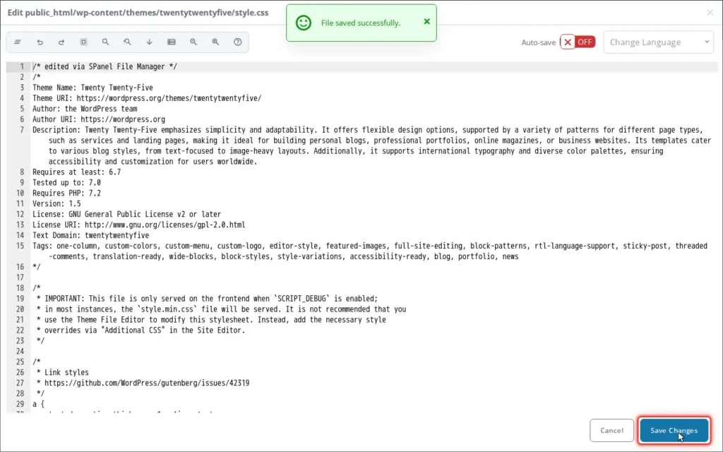 How to Edit a File in SPanel’s File Manager, Step-by-step 4