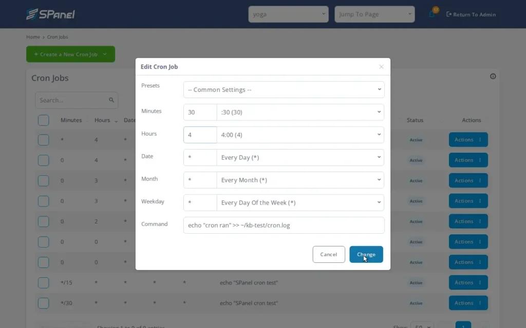 How to Add, Edit, and Delete Cron Jobs in SPanel, Step-by-step 4