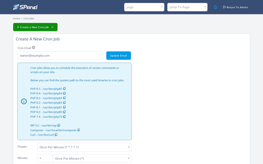 How to Set Cron Job Email Notifications in SPanel, Step-by-step 2