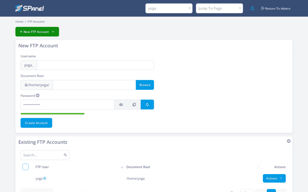 How to Create an FTP Sub-User in SPanel, Step-by-step 2